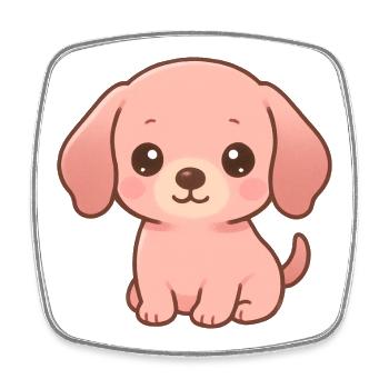 Niedlicher rosa Dackel Welpe Kawaii Cartoon - Viereckiger Kühlschrankmagnet - Weiß - Vorne