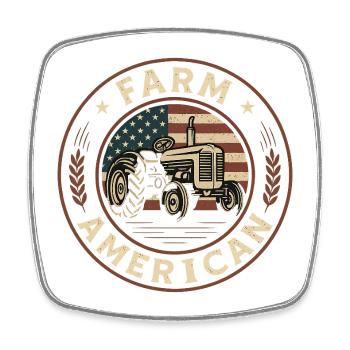 Farm Tractor Proud Farmer Patriotic American Flag  - Magnet carré - blanc - Devant
