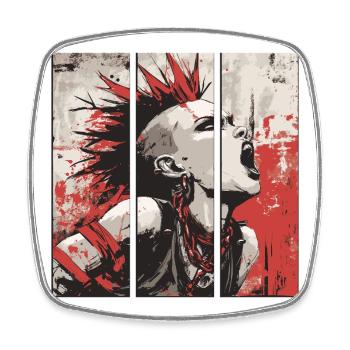 Punkrock Mädchen - Viereckiger Kühlschrankmagnet - Weiß - Vorne