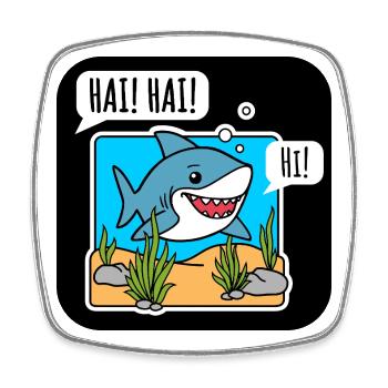 The little shark says hello in a friendly way! Shark says Hi! - Square fridge magnet - white - Front