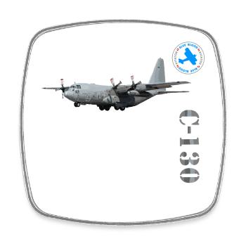 Avion de transport C-130 - Magnet carré - blanc - Devant