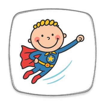 Hero Baby Flying Adventure - Square fridge magnet - white - Front