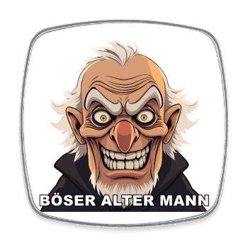 Angry Old Man Caricature - Square fridge magnet - white - Front