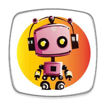 Musikroboter auf Gelb-Orange - Viereckiger Kühlschrankmagnet - Weiß - Vorne