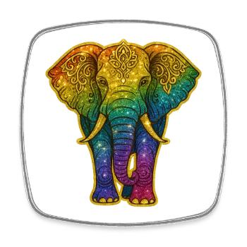 Rainbow elephant with gold pattern - Square fridge magnet - white - Front