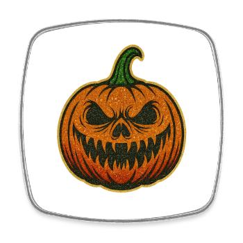 Grim Glowing Halloween Pumpkin - Square fridge magnet - white - Front