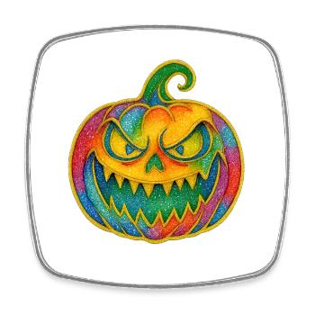 Rainbow Pumpkin Grin - Square fridge magnet - white - Front