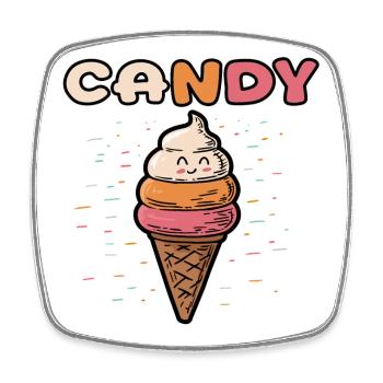 Crème glacée - bonbons - Magnet carré - blanc - Devant