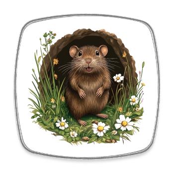 Waldmaus im Blütenportal - Viereckiger Kühlschrankmagnet - Weiß - Vorne