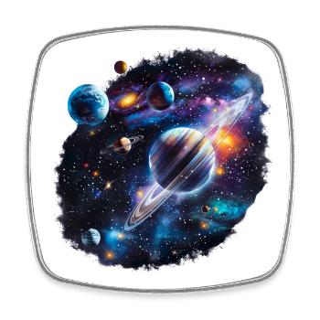 Galaktisches Planetensystem Muster - Viereckiger Kühlschrankmagnet - Weiß - Vorne