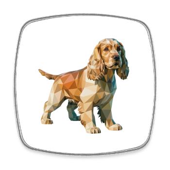 Cocker Spaniel - Cool Low Poly Logo - Square fridge magnet - white - Front