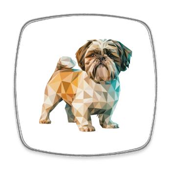 Shih Tzu - Cool Low Poly Logo - Square fridge magnet - white - Front