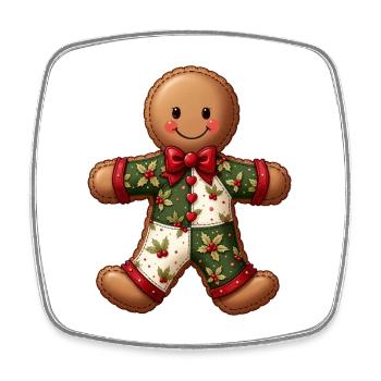 Gingerbread Christmas Motif Patchwork - Square fridge magnet - white - Front