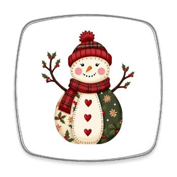 Snowman Christmas Magic Patchwork - Square fridge magnet - white - Front