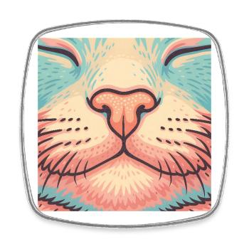 Retro Katzennase – Bunte Schnurrhaare Illustration - Viereckiger Kühlschrankmagnet - Weiß - Vorne