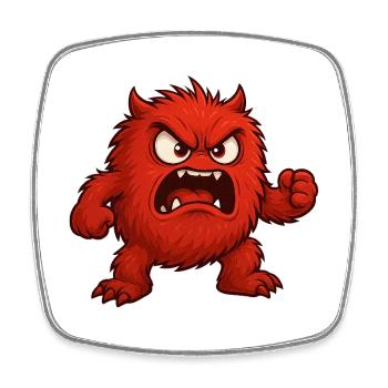 Rotes Wutmonster Cartoon - Viereckiger Kühlschrankmagnet - Weiß - Vorne