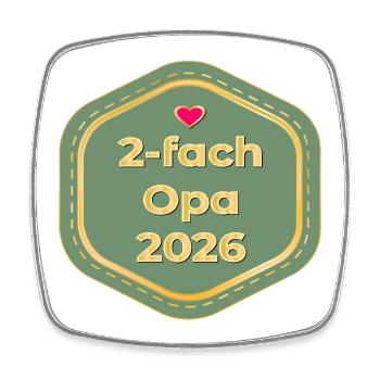 Zweifach Opa 2026 - Baby verkünden - Viereckiger Kühlschrankmagnet - Weiß - Vorne