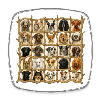 Chiens - Magnet carré - blanc - Devant