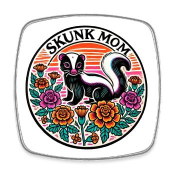 Skunk Mom Floral Patch - Magnet carré - blanc - Devant