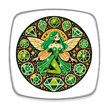 Emerald Fairy Mandala - Square fridge magnet - white - Front