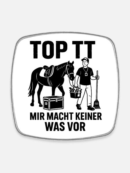 Tournament helper, horseback riding; Equestrian sports - Square fridge magnet - white
