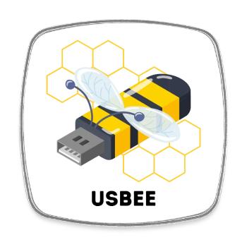 USBEE - Niedliches USB-Bienen-Wortspiel - Viereckiger Kühlschrankmagnet - Weiß - Vorne
