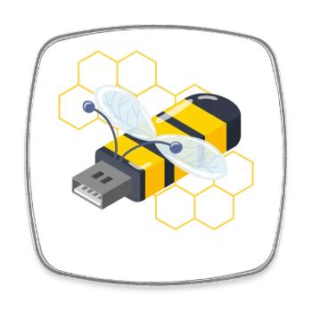 Lustige USB Biene Karikatur - Viereckiger Kühlschrankmagnet - Weiß - Vorne