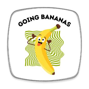 Crazy Banana Cartoon – Going Bananas Wortspiel - Viereckiger Kühlschrankmagnet - Weiß - Vorne