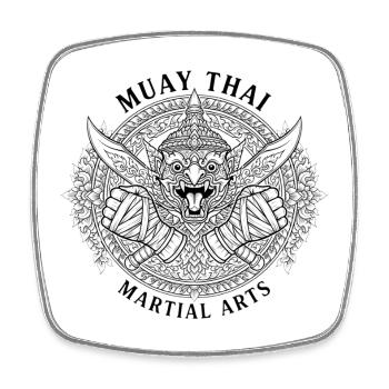 Drachenkopf Muay Thai Emblem - Viereckiger Kühlschrankmagnet - Weiß - Vorne