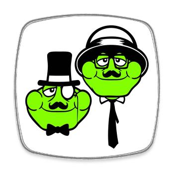 2 Frogs Sir Lunettes Empire Monocle Homme Chapeau Haut de forme - Magnet carré - blanc - Devant