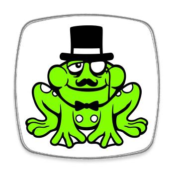 Mr Frog Sir Mr. Rich Monocle Glasses Top Hat - Square fridge magnet - white - Front
