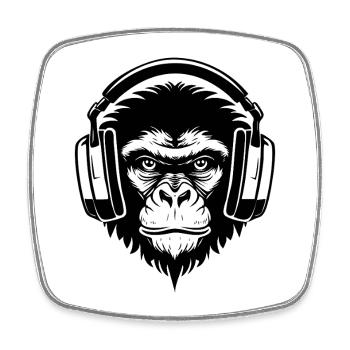 Urban Monkey Head DJ Grooves Chemise streetwear - Magnet carré - blanc - Devant