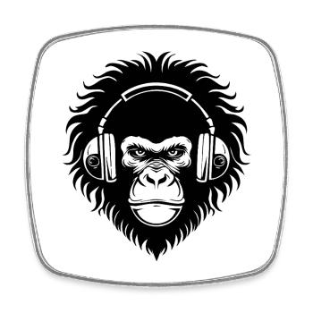 Groovy Monkey Head Techno Nightclub Party Chemise - Magnet carré - blanc - Devant