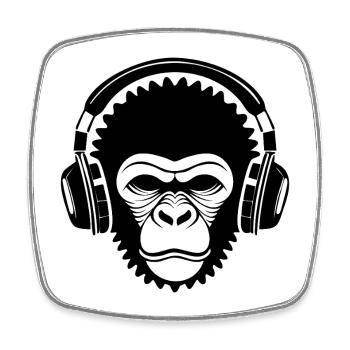 Power Monkey Head Bass Groove Festival Shirt - Square fridge magnet - white - Front