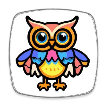 hibou Halloween bande dessinée drôle - Magnet carré - blanc - Devant