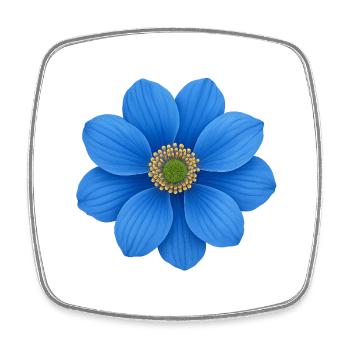 Motif étoile fleur bleu cobalt - Magnet carré - blanc - Devant