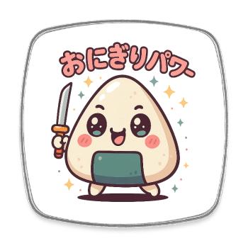 Onigiri Power Krieger - Viereckiger Kühlschrankmagnet - Weiß - Vorne