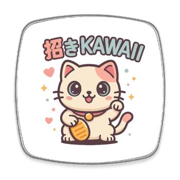 Invitation Chat Kawaii Chance - Magnet carré - blanc - Devant