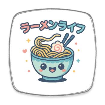 Ramen life kawaii illustration - Square fridge magnet - white - Front