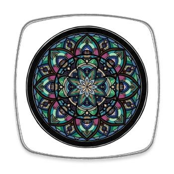 Mandala Farbkreis Zentrum - Viereckiger Kühlschrankmagnet - Weiß - Vorne
