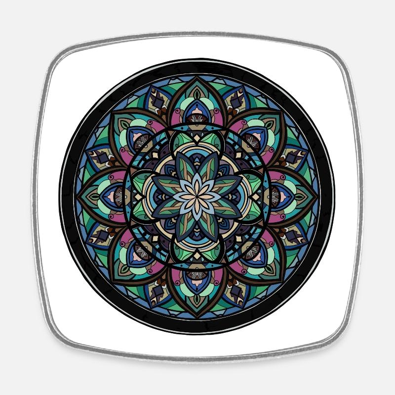 Mandala Color Wheel Center - Square fridge magnet - white