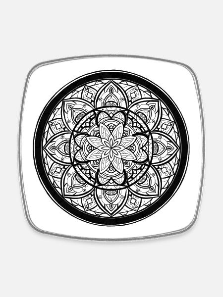Mandala Contour - Square fridge magnet - white