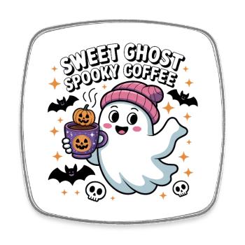 Fantôme Doux Café Halloween - Magnet carré - blanc - Devant