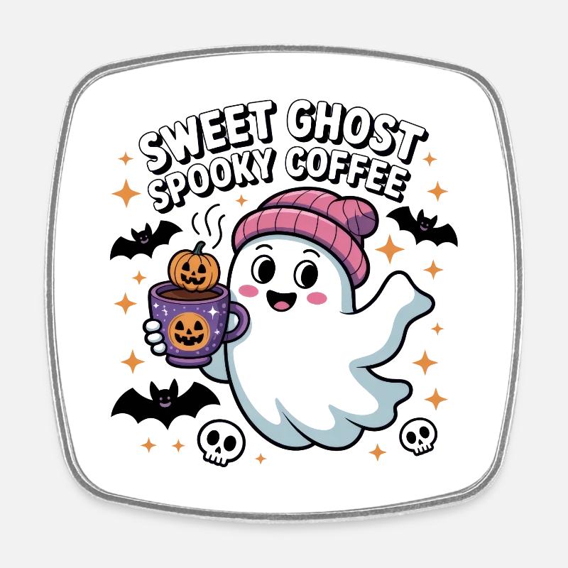 Ghost Sweet Coffee Halloween - Viereckiger Kühlschrankmagnet - Weiß