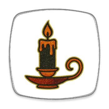 Flaming oil lamp design - Square fridge magnet - white - Front