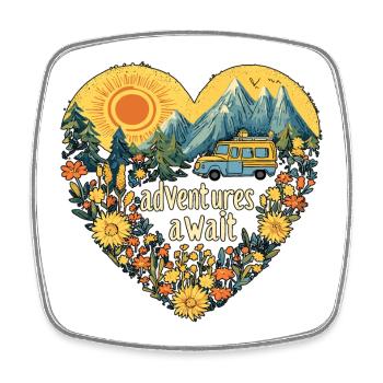 Camping Adventures await - Square fridge magnet - white - Front
