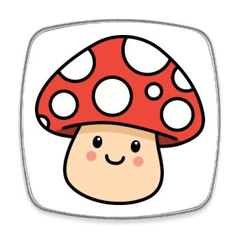 Kawaii Toadstool – Cheerful Mushroom - Square fridge magnet - white - Front