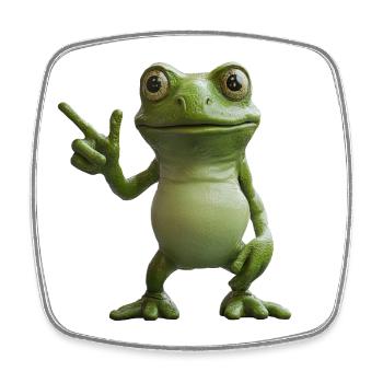 Frosch Peace Sign Motiv, Richtungsweiser - Viereckiger Kühlschrankmagnet - Weiß - Vorne