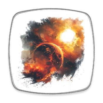 Tempête de feu du cosmos planétaire - Magnet carré - blanc - Devant