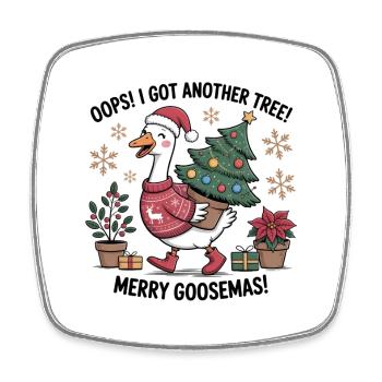 Weihnachtsstorch mit Baum und Weihnachtsgeschenken - Viereckiger Kühlschrankmagnet - Weiß - Vorne